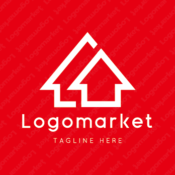 家と矢印と上昇のロゴ