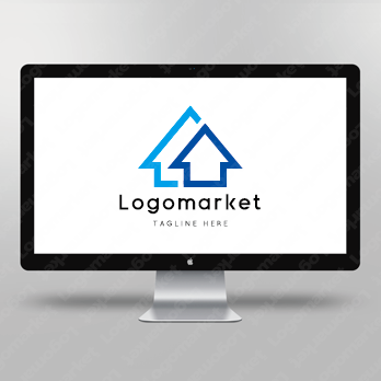 家と矢印と上昇のロゴ