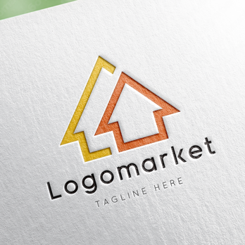 家と矢印と上昇のロゴ