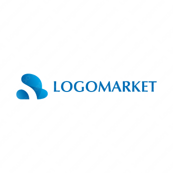 Sと重なりと扇のロゴ