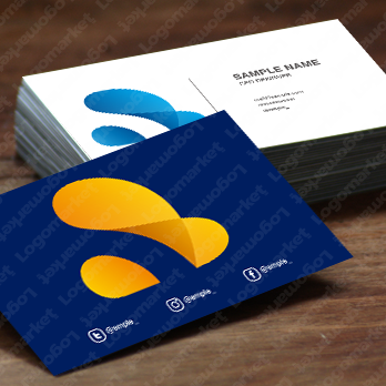 Sと重なりと扇のロゴ