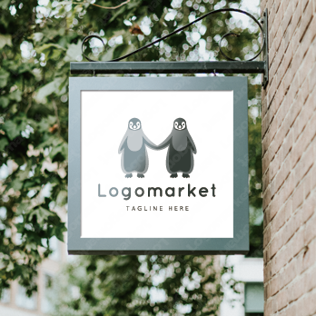 ペンギンとHとMのロゴ