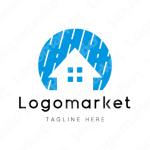 家と雨　と水のロゴ