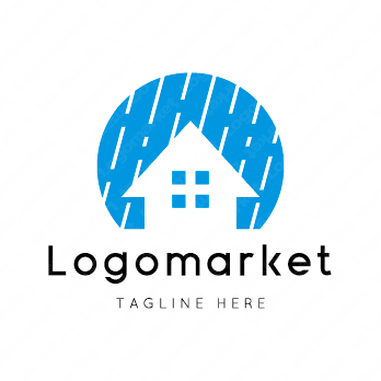 家と雨　と水のロゴ