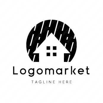 家と雨　と水のロゴ