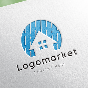 家と雨　と水のロゴ