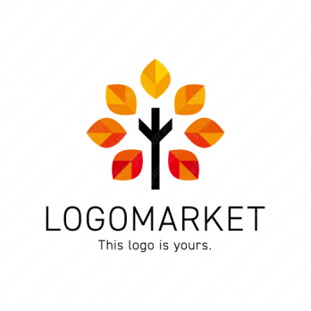 木と広がりと成長のロゴ