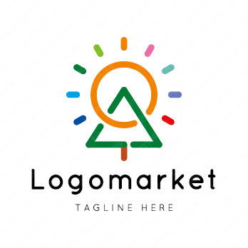 太陽と木と虹のロゴ