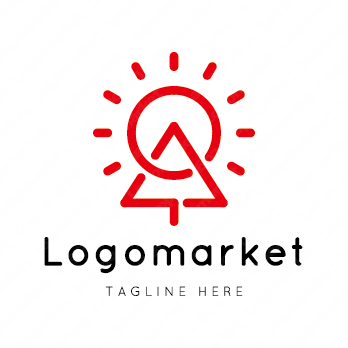 太陽と木と虹のロゴ