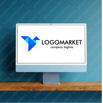 動物と三角と幾何学模様のロゴ