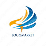 鷹と羽根と翼のロゴ