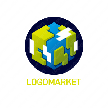 地球とキューブとサイコロのロゴ