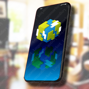 地球とキューブとサイコロのロゴ