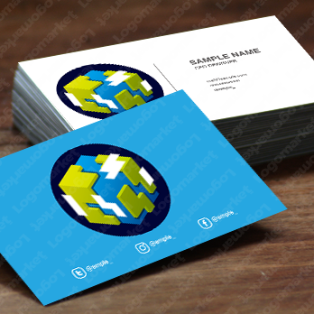 地球とキューブとサイコロのロゴ