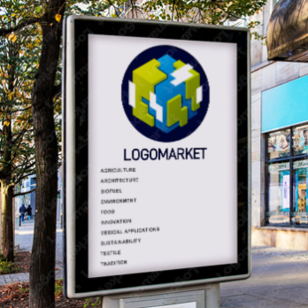 地球とキューブとサイコロのロゴ