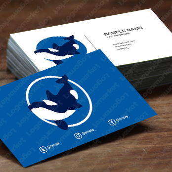 シャチとオルカと海のロゴ