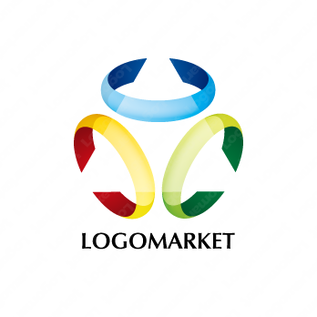 輪と三角とリングのロゴ