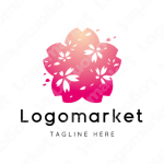 桜と桜吹雪と花のロゴ