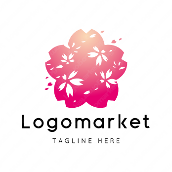 桜と桜吹雪と花のロゴ