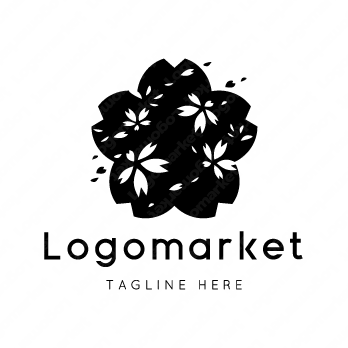 桜と桜吹雪と花のロゴ