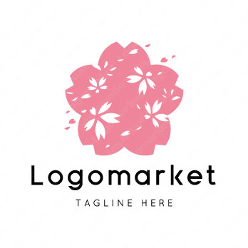 桜と桜吹雪と花のロゴ
