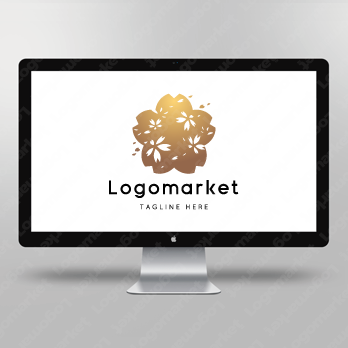 桜と桜吹雪と花のロゴ