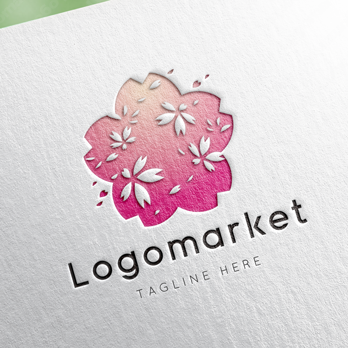 桜と桜吹雪と花のロゴ