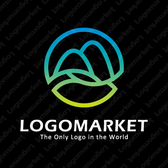 自然と風景と円のロゴ