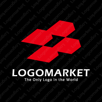 ブロックと矢印と飛翔のロゴ