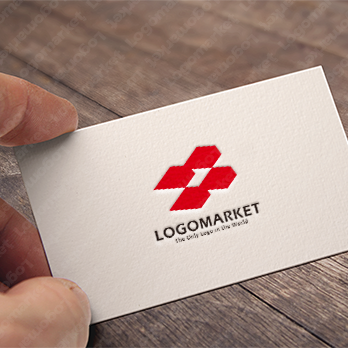 ブロックと矢印と飛翔のロゴ