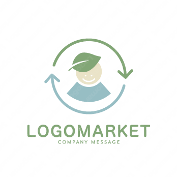 循環と自然と葉のロゴ