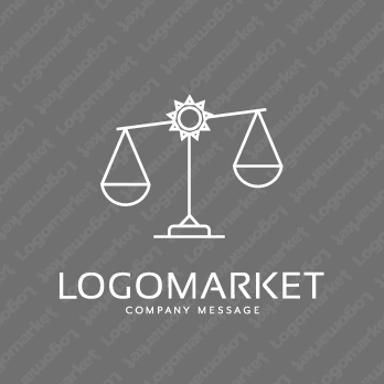 天秤と太陽とシンプルのロゴ