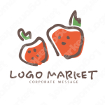 フルーツとグルメと手書きのロゴ