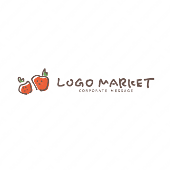 フルーツとグルメと手書きのロゴ