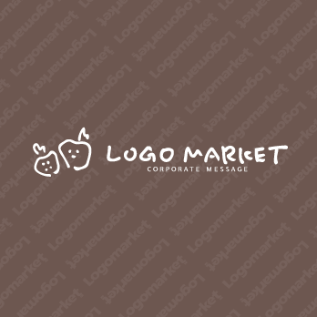 フルーツとグルメと手書きのロゴ