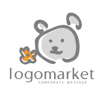 くまと花と手書きのロゴ