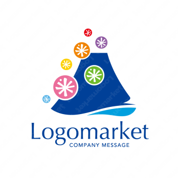 富士と日本と幸運のロゴ