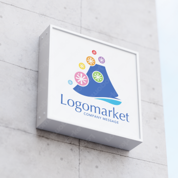 富士と日本と幸運のロゴ