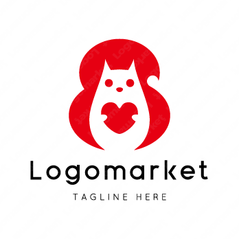 リスとハートと心のロゴ