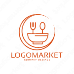 食器と丼ぶりと月のロゴ