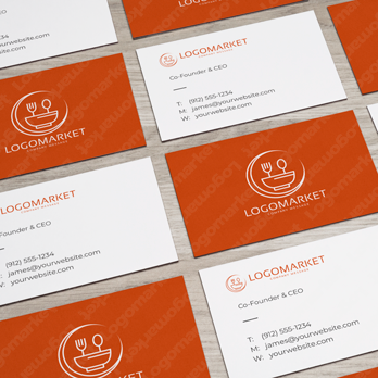 食器と丼ぶりと月のロゴ