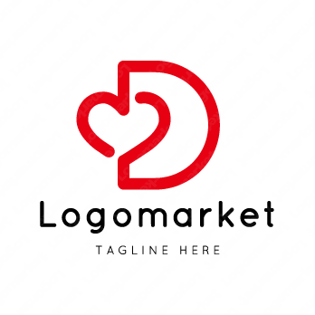 Dとハートと心のロゴ