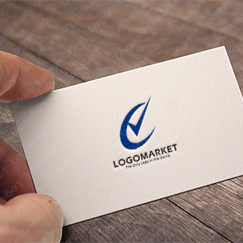 チェックマークと認証と時計のロゴ