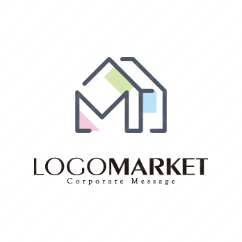 シンプルとラインと家のロゴ