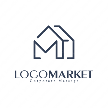 シンプルとラインと家のロゴ