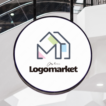 シンプルとラインと家のロゴ