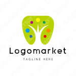 歯と木と植物のロゴ