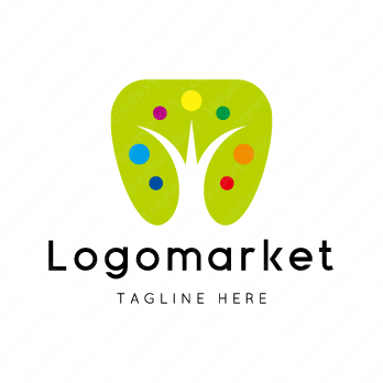 歯と木と植物のロゴ