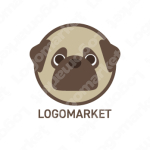 小型犬とパグと動物のロゴ