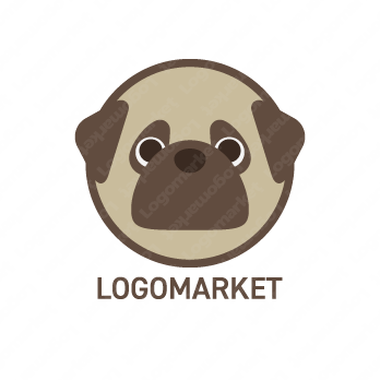小型犬とパグと動物のロゴ